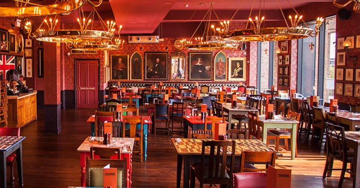 View of the interior seating area of Cosy Club Durham